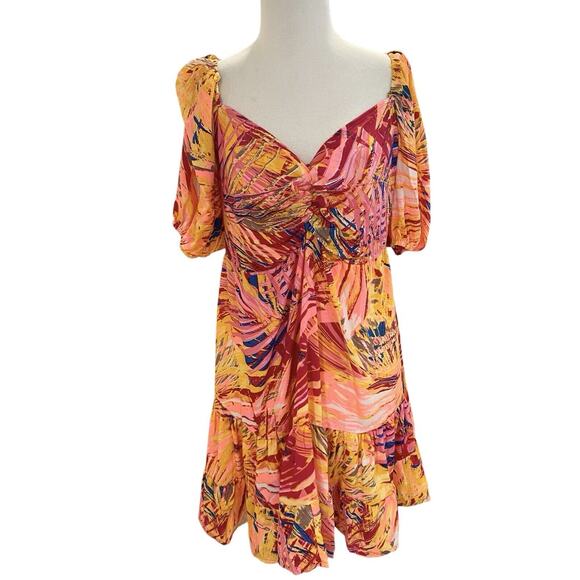 Size 12 Tropical Smocked Sweetheart Neck Hawaiian Dress Womens NWT - Picture 1 of 10